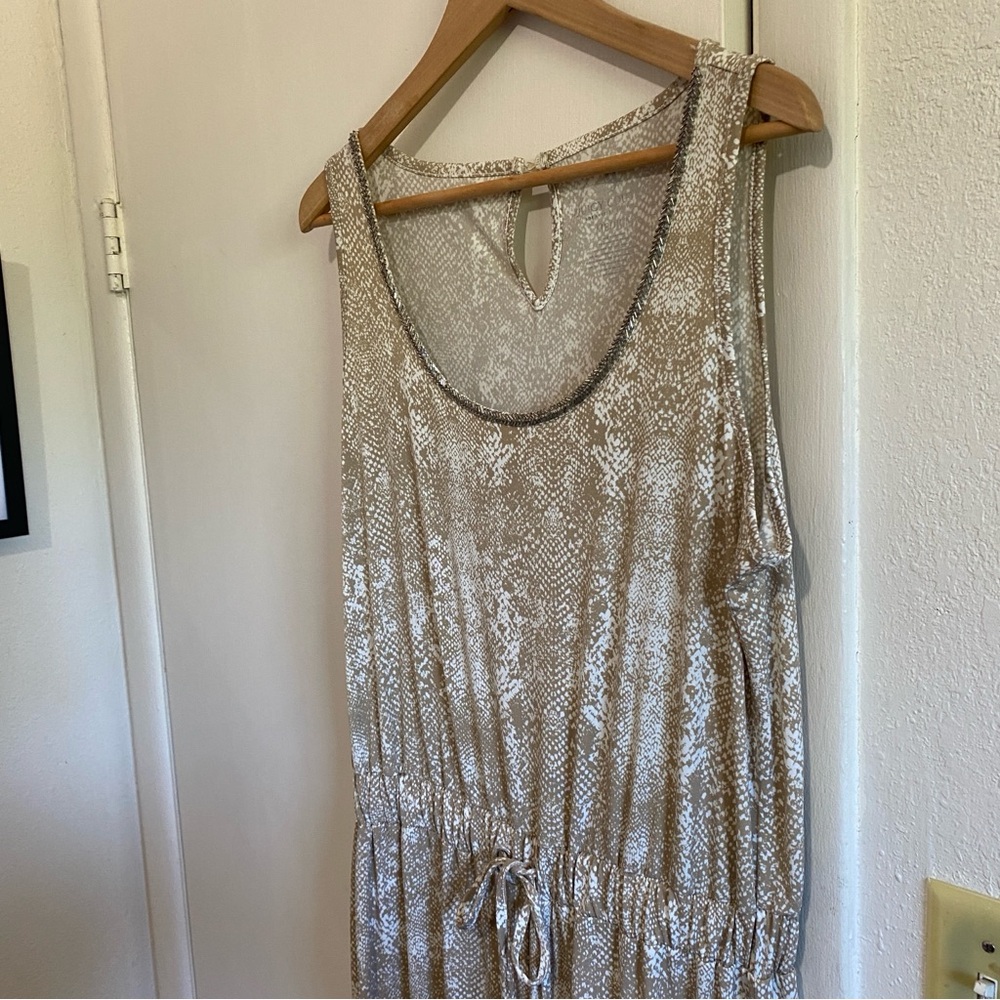 Juicy Couture Desert Dusk Snake Print Jumpsuit Sleeveless Beaded Sz M Preppy - Picture 4 of 11